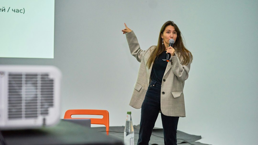 person speaking on stage